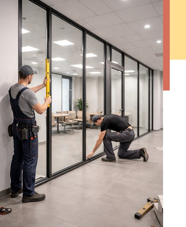 Каркасные стеклянные перегородки в Коркино под ключ от 9551 руб. | ОТДЕЛОЧНИК-Крк