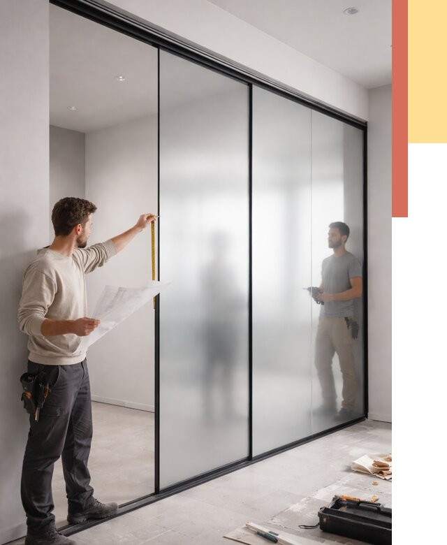 Матовые стеклянные перегородки в Коркино от 8824 руб. — монтаж и установка | ОТДЕЛОЧНИК-Крк