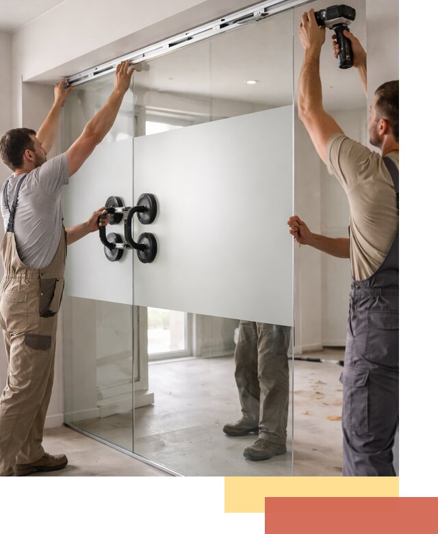 Матовые стеклянные перегородки под ключ в Коркино