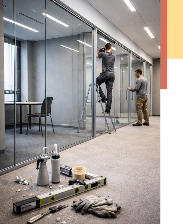 Стеклянные офисные перегородки в Коркино от 8824 руб. — монтаж и установка | ОТДЕЛОЧНИК-Крк