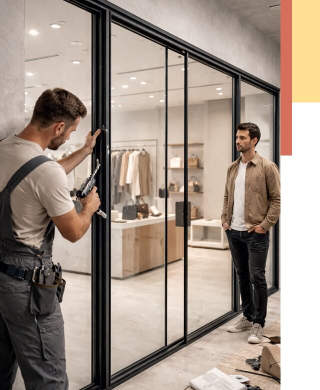 Стеклянные перегородки для магазинов в Коркино от 8512 руб. под ключ | ОТДЕЛОЧНИК-Крк