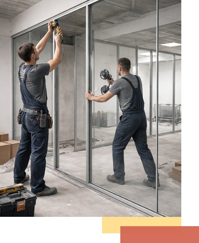 Алюминиевые перегородки со стеклом в Коркино — изготовление и монтаж