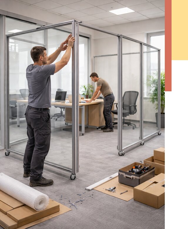 Мобильные офисные перегородки в Коркино от 12976 руб. — установка под ключ | ОТДЕЛОЧНИК-Крк