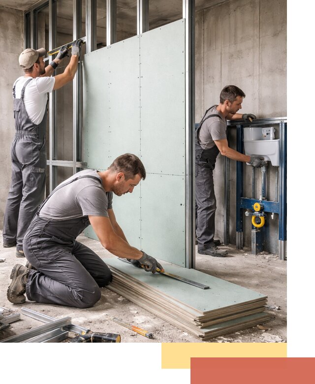 Монтаж и ремонт сантехнических перегородок в Коркино