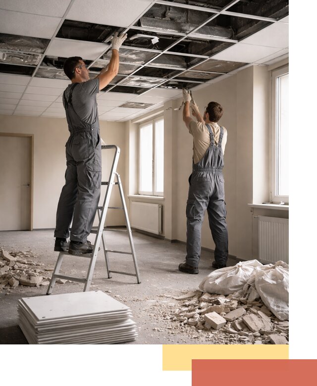 Демонтаж потолков Армстронг профессионально в Коркино