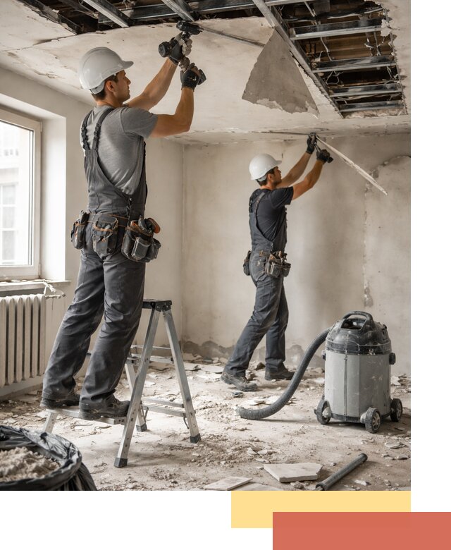 Демонтаж гипсокартонного потолка в Коркино быстро и аккуратно