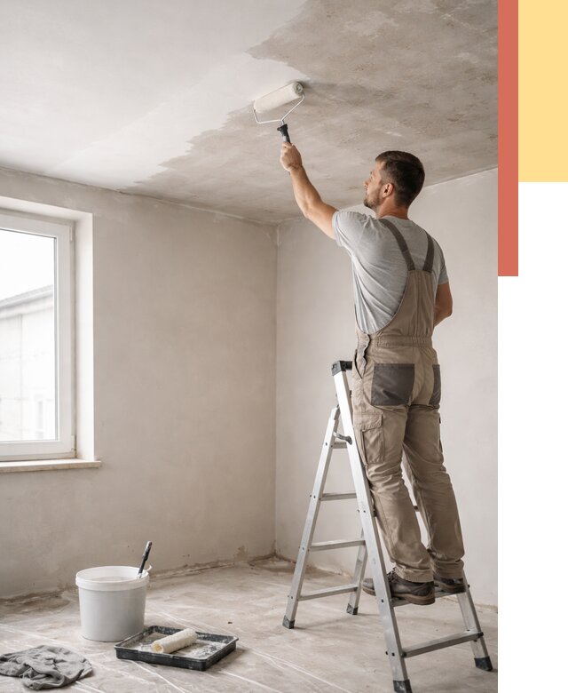 Грунтовка потолка в Коркино от 2595 руб. — быстро и недорого | ОТДЕЛОЧНИК-Крк