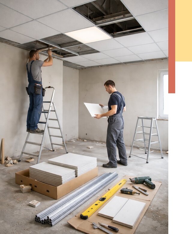 Монтаж потолка армстронг в Коркино от 4671 руб/м2 — быстрая установка под ключ | ОТДЕЛОЧНИК-Крк