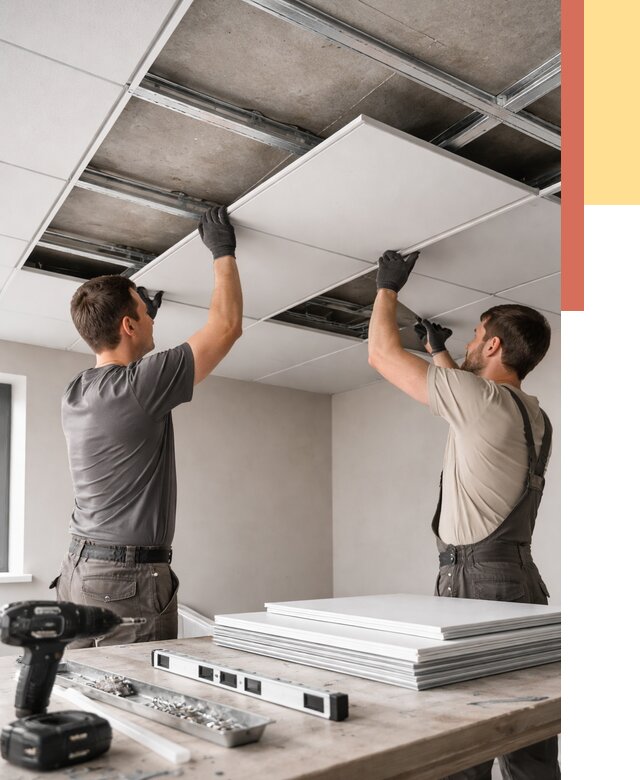 Монтаж кассетного потолка в Коркино от 4671 руб/м2 — установка и сборка | ОТДЕЛОЧНИК-Крк