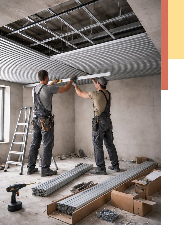 Монтаж реечного потолка в Коркино от 4671 руб. под ключ | ОТДЕЛОЧНИК-Крк