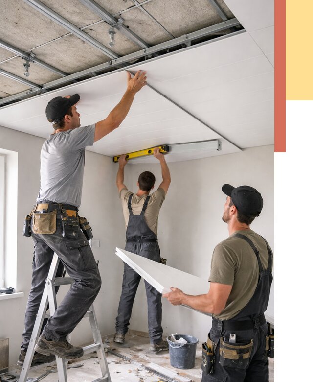 Монтаж потолка из ПВХ панелей в Коркино от 3633 руб./м2 — быстро и недорого | ОТДЕЛОЧНИК-Крк