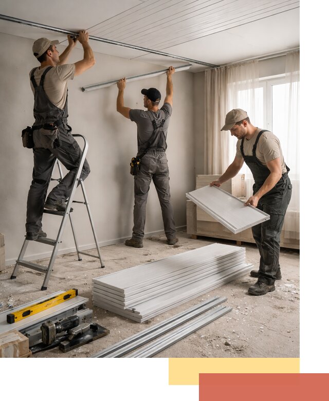 Монтаж потолка из ПВХ панелей в Коркино оперативно и качественно