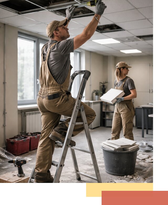 Ремонт потолка Армстронг и замена плит в Коркино