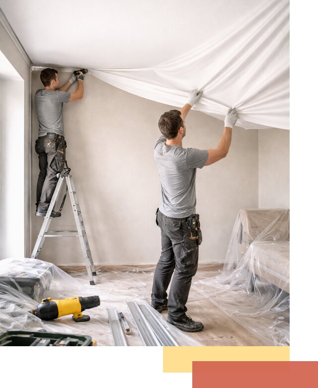 Монтаж тканевого натяжного потолка в Коркино недорого и быстро