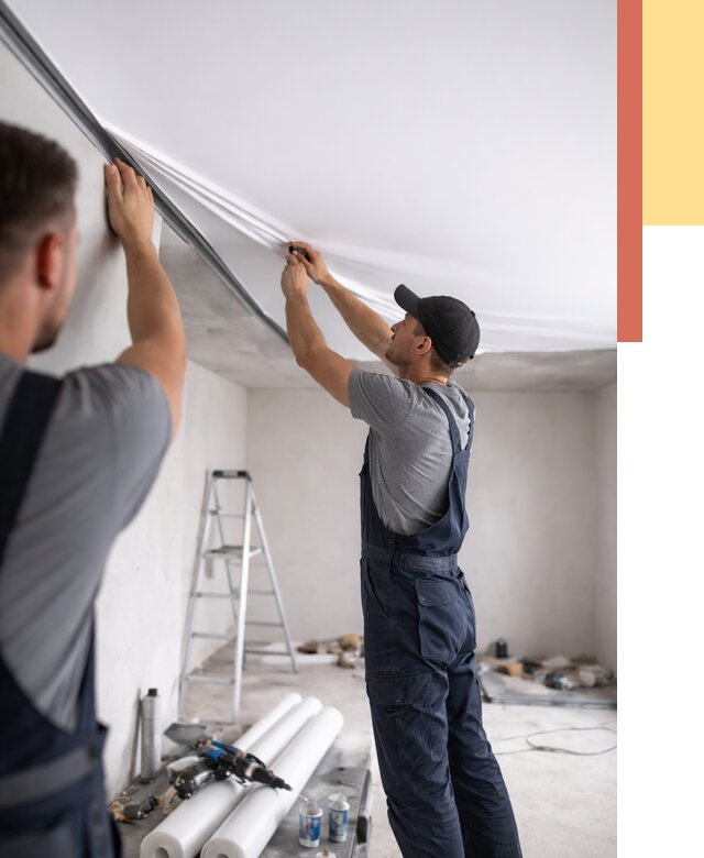 Монтаж матового натяжного потолка в Коркино от 4671 руб./м² — быстро и недорого | ОТДЕЛОЧНИК-Крк