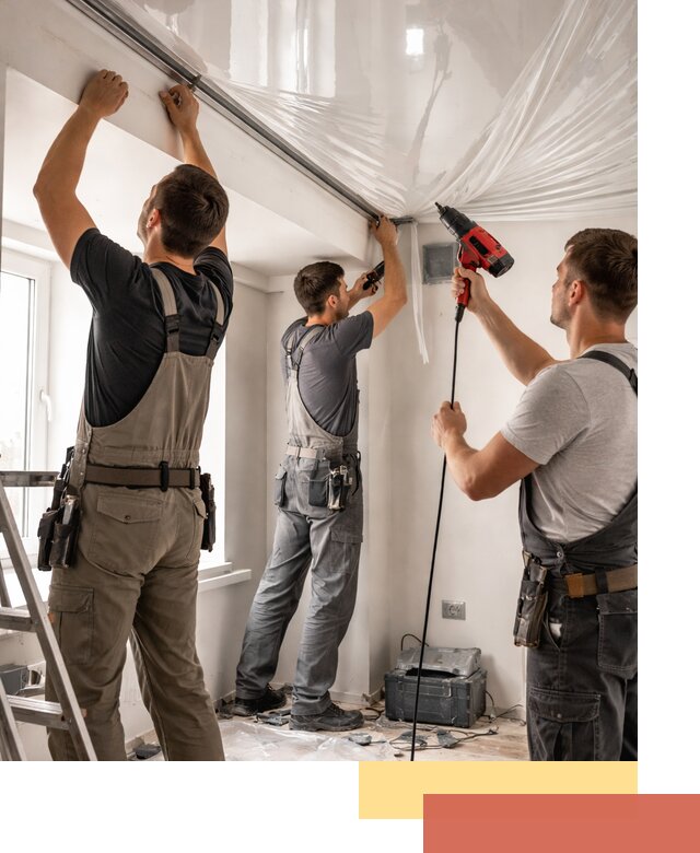 Монтаж глянцевого натяжного потолка в Коркино быстро и качественно