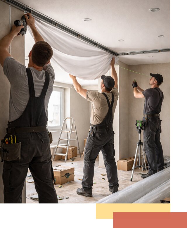 Монтаж парящего натяжного потолка под ключ в Коркино