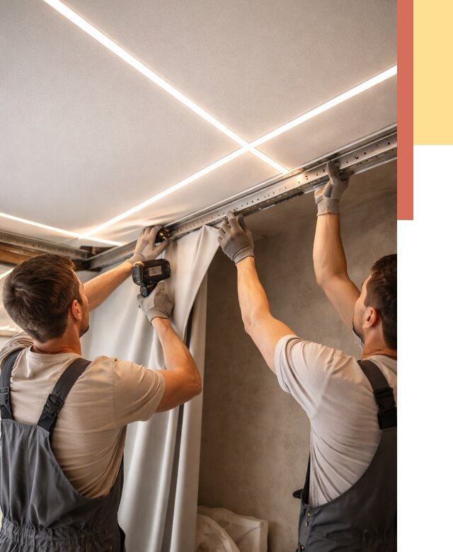 Монтаж натяжного потолка со световыми линиями в Коркино от 1246 руб. | ОТДЕЛОЧНИК-Крк