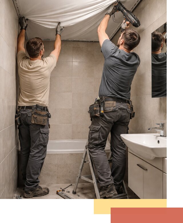 Монтаж натяжного потолка в ванной в Коркино быстро и качественно