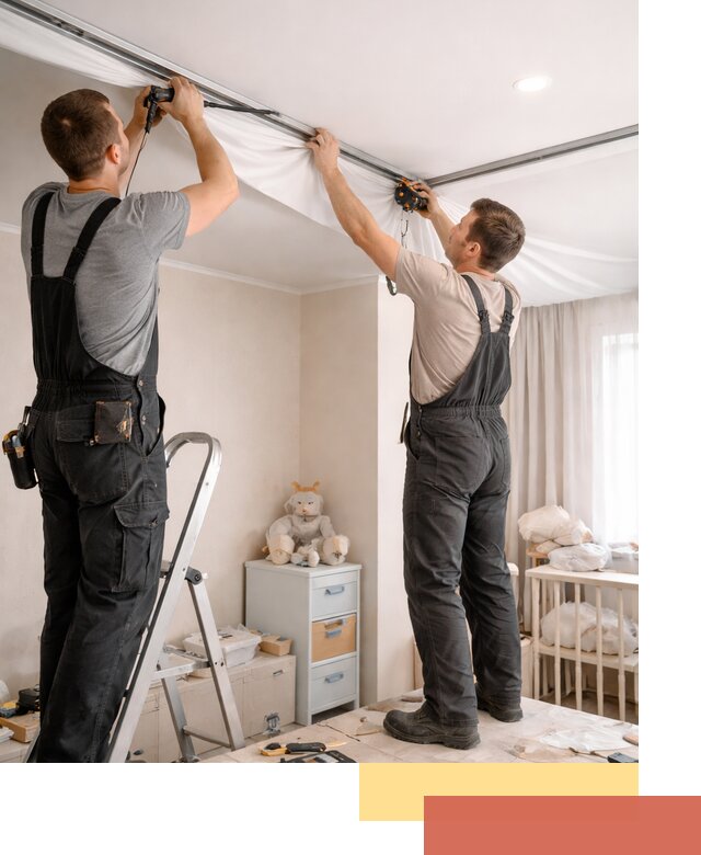 Монтаж натяжного потолка в детской комнате в Коркино