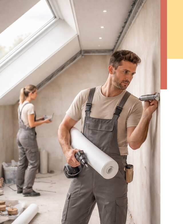 Монтаж натяжного потолка на мансарде в Коркино от 3633 руб. | ОТДЕЛОЧНИК-Крк