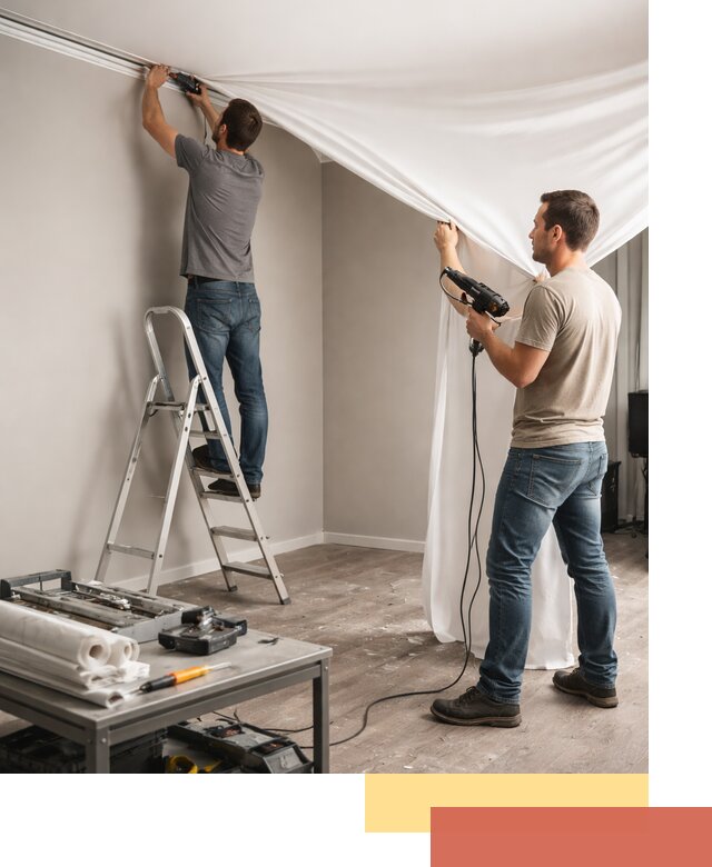 Монтаж натяжного потолка в студии в Коркино