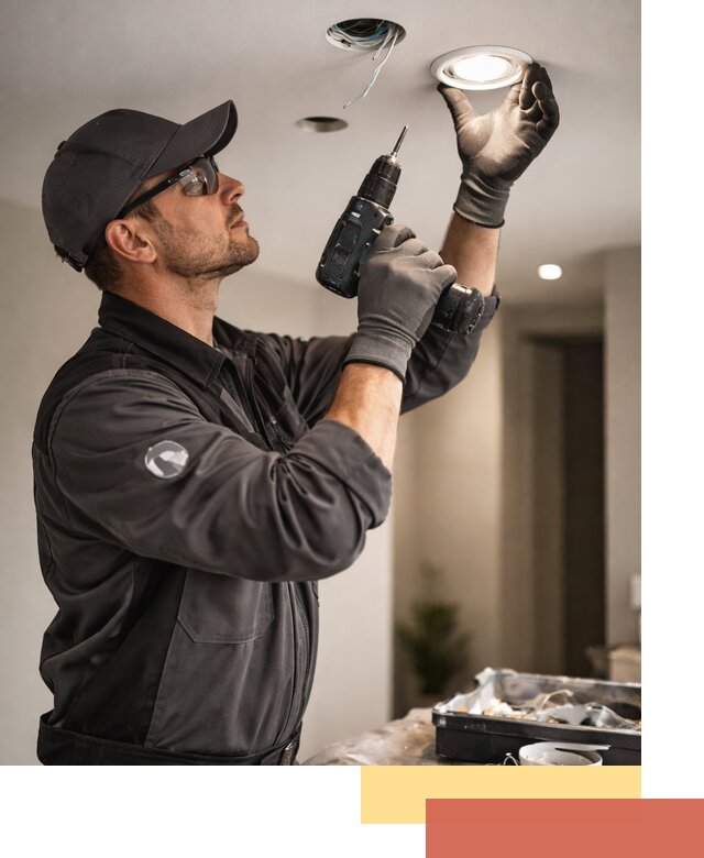 Установка точечных светильников в натяжной потолок в Коркино