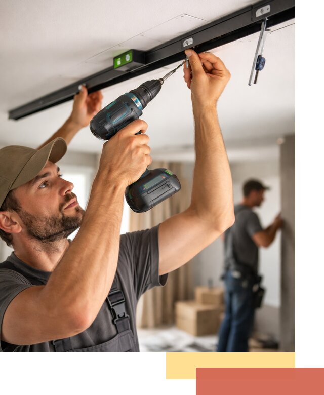 Установка трековых светильников в натяжной потолок в Коркино