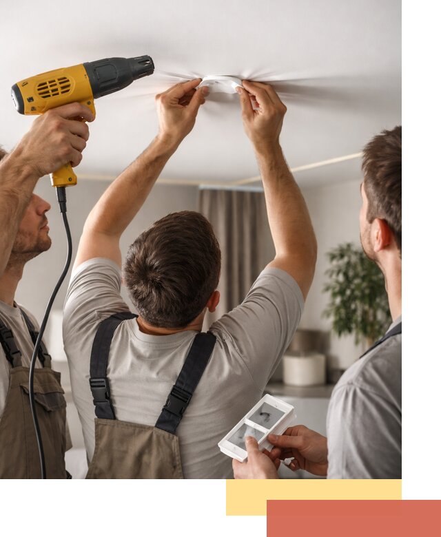 Ремонт прокола полотна натяжного потолка в Коркино