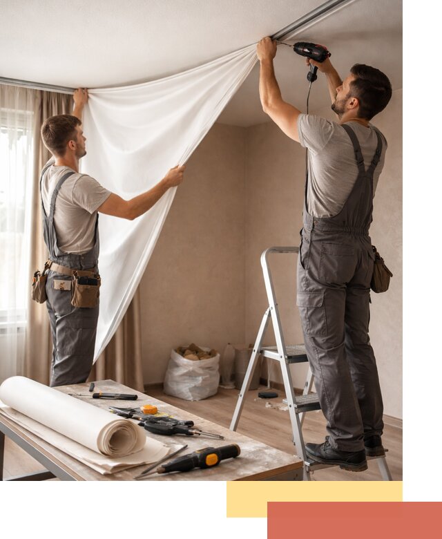 Замена полотна натяжного потолка в Коркино быстро и качественно