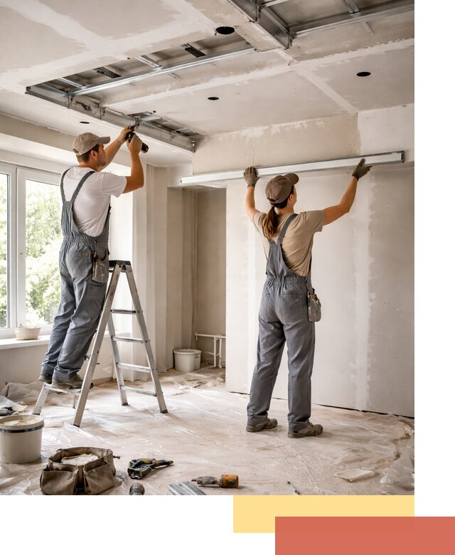 Монтаж многоуровневого потолка из гипсокартона в Коркино