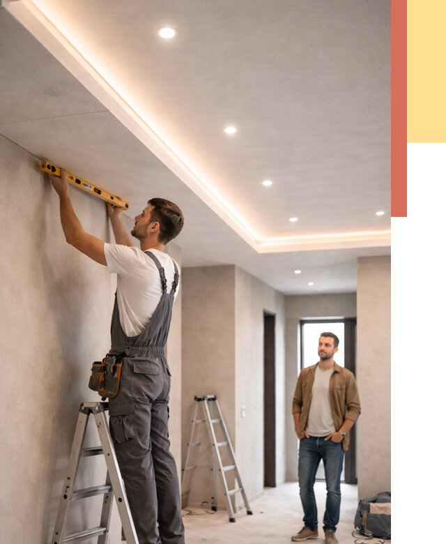 Потолок из гипсокартона с подсветкой в Коркино от 779 руб./м2 под ключ | ОТДЕЛОЧНИК-Крк