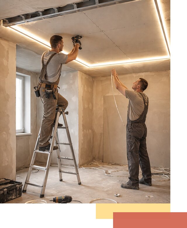 Потолок из гипсокартона с подсветкой в Коркино