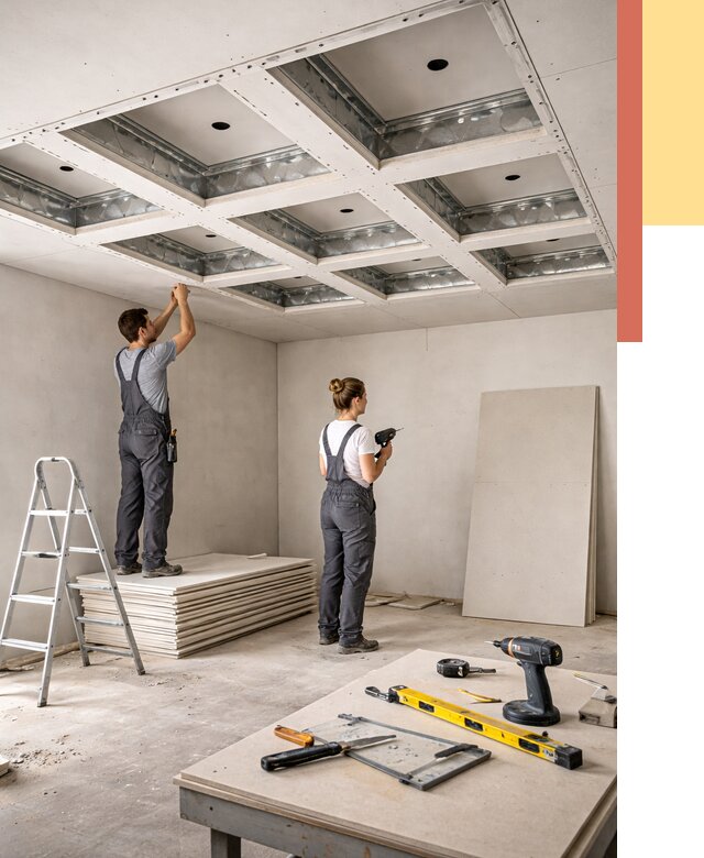 Кессонный потолок из гипсокартона в Коркино от 1920 руб. — монтаж и под ключ | ОТДЕЛОЧНИК-Крк