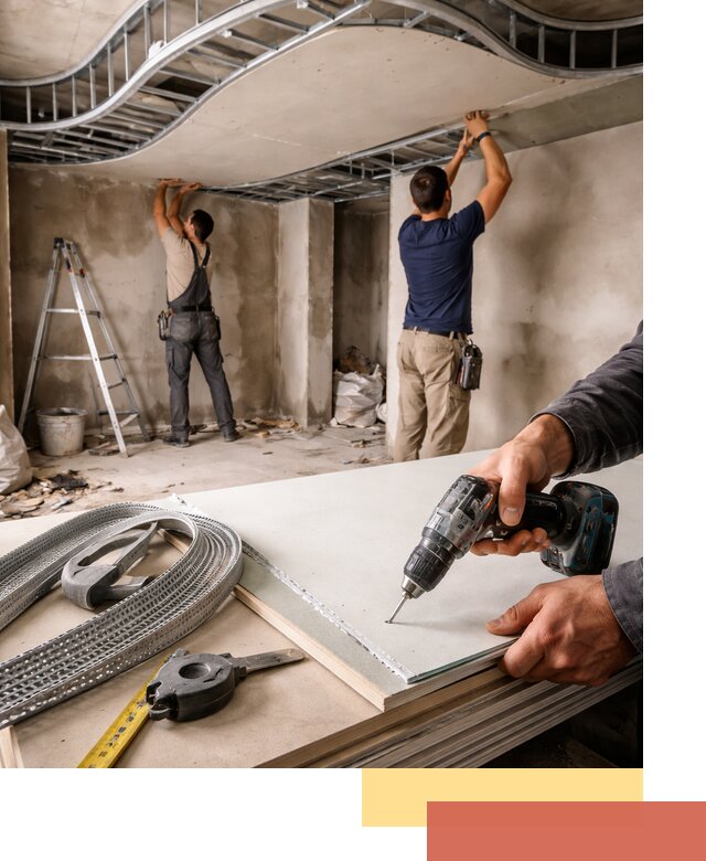 Криволинейный потолок из гипсокартона в Коркино — монтаж и отделка