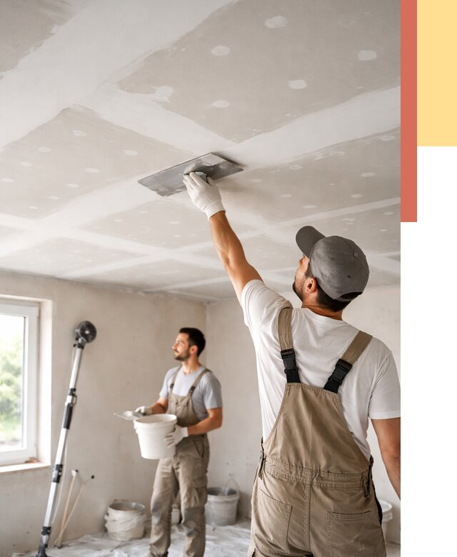 Шпаклевка потолка из гипсокартона в Коркино от 3322 руб./м2 — услуги под ключ | ОТДЕЛОЧНИК-Крк