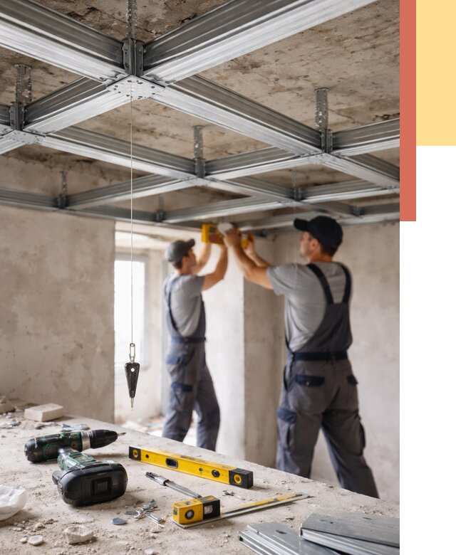 Монтаж каркаса потолка из профиля в Коркино от 4671 руб. — услуги ОТДЕЛОЧНИК-Крк