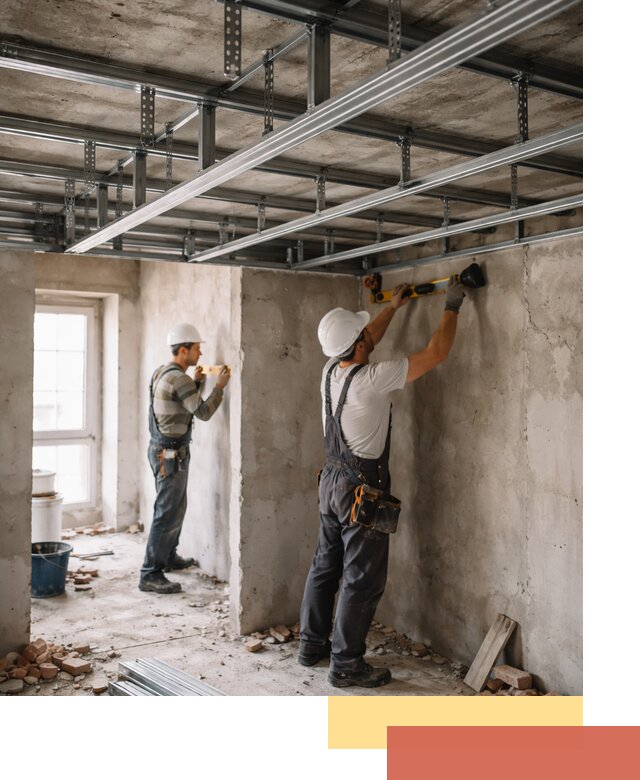 Монтаж каркаса потолка из профильного профиля в Коркино