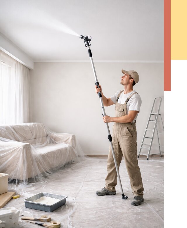 Покраска потолка краскопультом в Коркино от 4671 руб. быстро и недорого | ОТДЕЛОЧНИК-Крк