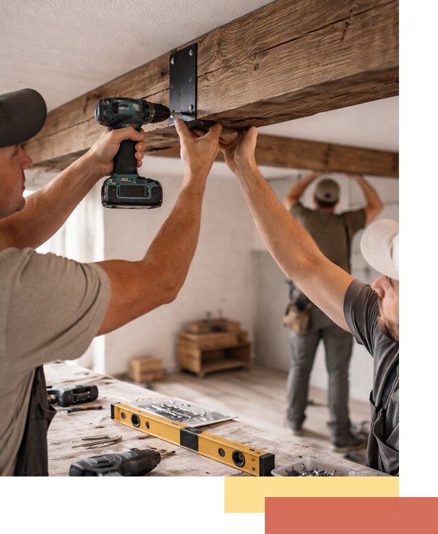 Монтаж декоративных потолочных балок в Коркино