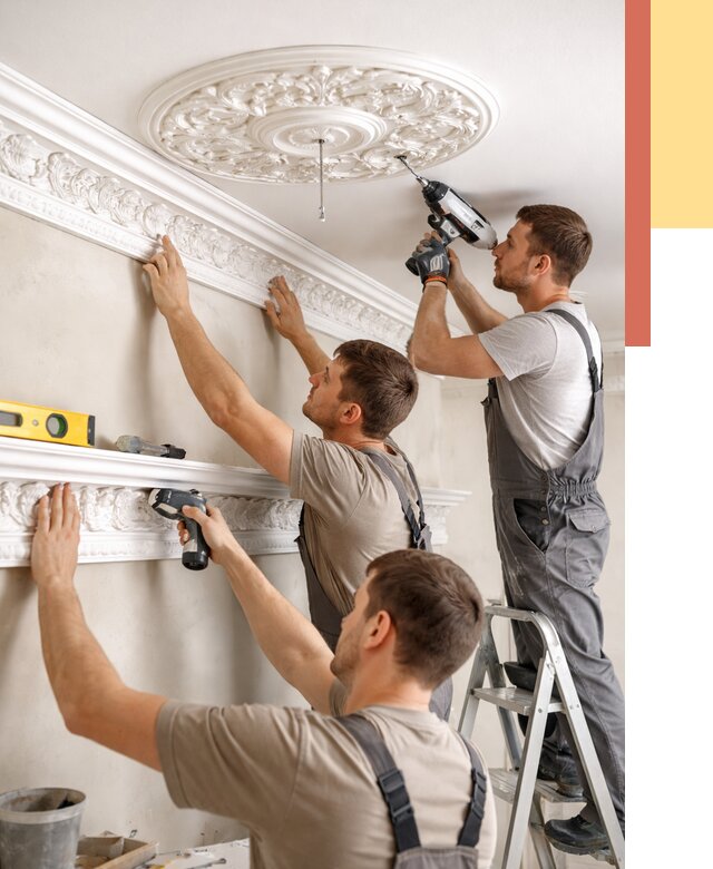 Монтаж лепнины на потолок в Коркино от 3322 руб. быстро и недорого | ОТДЕЛОЧНИК-Крк